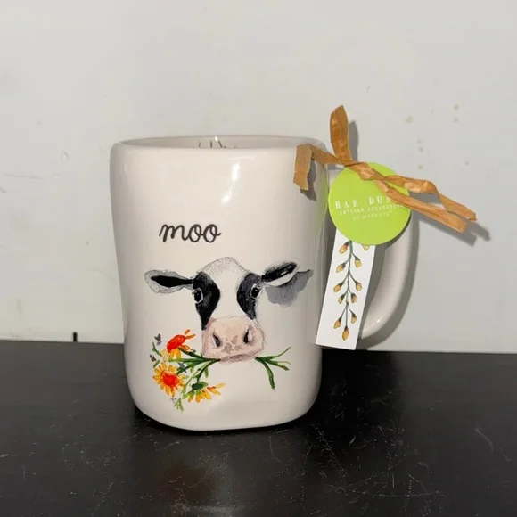 RAE DUNN White Cow coffee Mug - Picture 1 of 2